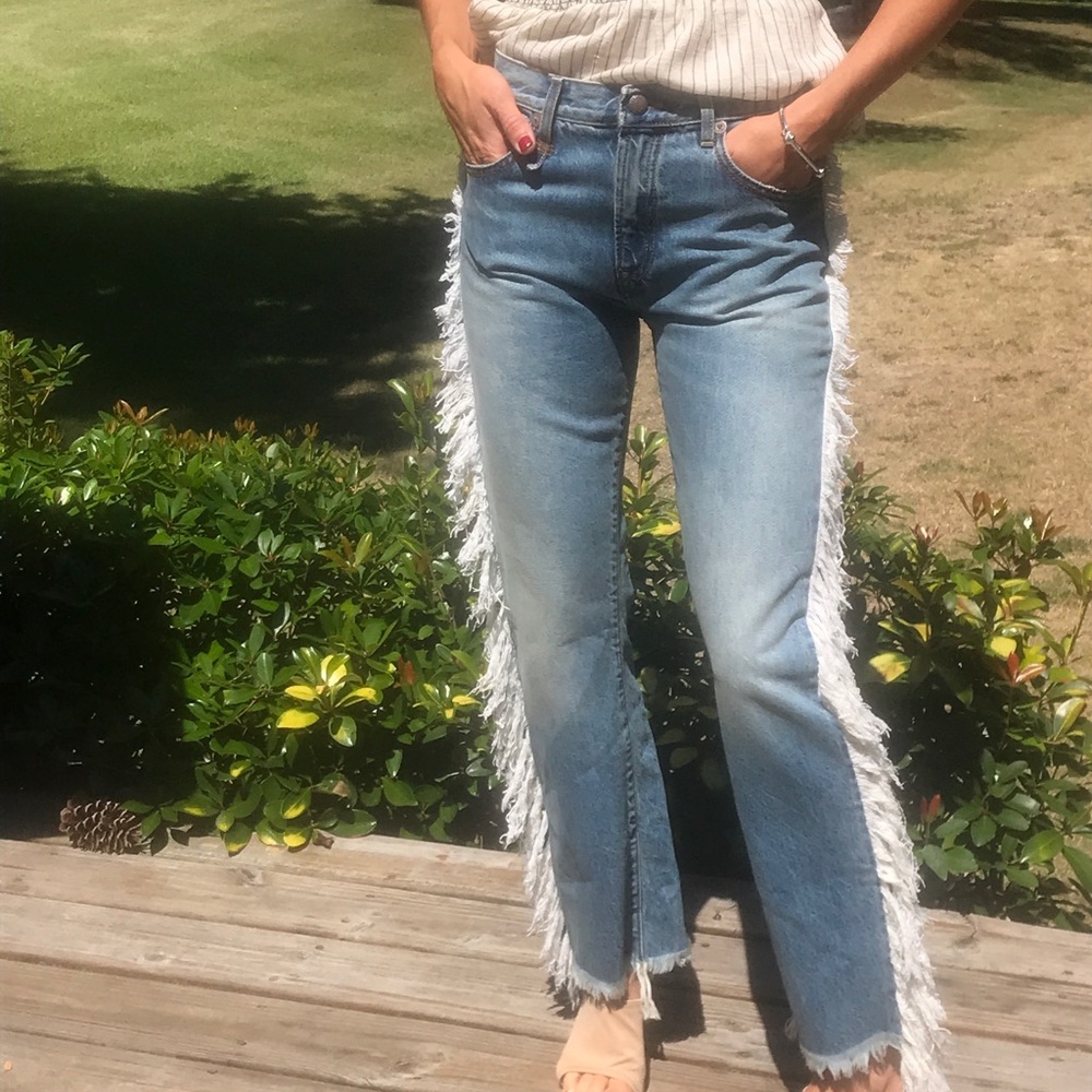 R13 fringe denim
